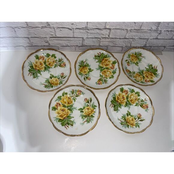 Royal Albert England Reg No. 839056 Yellow Tea Rose BoneChina 5.25” Saucer set 5 - Picture 1 of 11